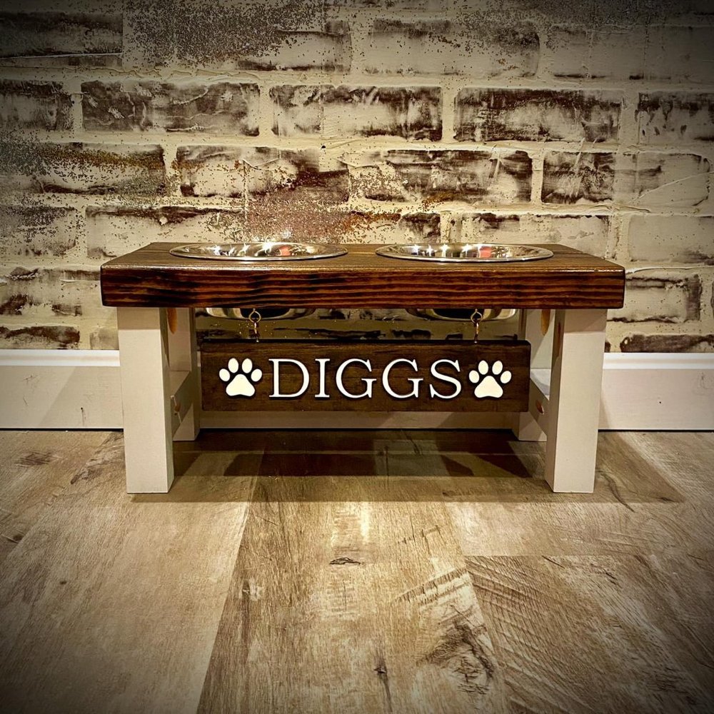 Large Dog Bowl Stand, Personalized Dog Bowl Stand, Pet Dish, Farmhouse Dog Bowls